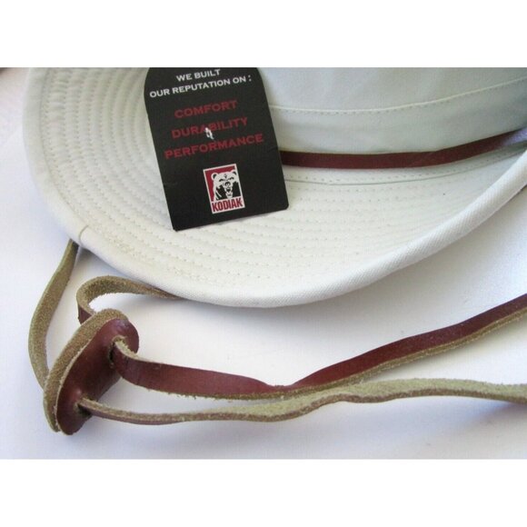 Men's Kodiak Rugged Outback Headwear Beige & Leather Strap - OS 100% Cotton NWT - Picture 2 of 16